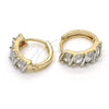 Argolla Huggie 02.210.0025.2.15 Oro Laminado, con Blanca Zirconia Cubica, Pulido, Dos Tonos