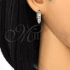 Argolla Huggie 02.210.0053.2.20 Oro Laminado, con Blanca Zirconia Cubica, Pulido, Dos Tonos