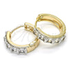 Argolla Huggie 02.210.0053.2.20 Oro Laminado, con Blanca Zirconia Cubica, Pulido, Dos Tonos