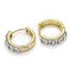 Argolla Huggie 02.210.0053.2.20 Oro Laminado, con Blanca Zirconia Cubica, Pulido, Dos Tonos