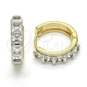 Argolla Huggie 02.210.0053.2.20 Oro Laminado, con Blanca Zirconia Cubica, Pulido, Dos Tonos