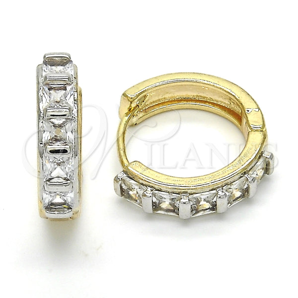 Argolla Huggie 02.210.0053.2.20 Oro Laminado, con Blanca Zirconia Cubica, Pulido, Dos Tonos