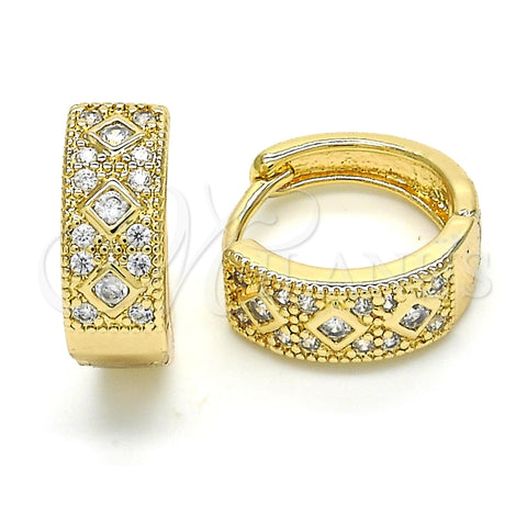 Argolla Huggie 02.210.0056.3.15 Oro Laminado, con Blanca Zirconia Cubica and Blanca Micro Pave, Pulido, Tono Dorado