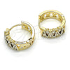Argolla Huggie 02.210.0111.15 Oro Laminado, con Blanca Zirconia Cubica, Pulido, Dos Tonos