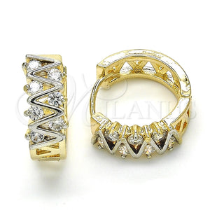 Argolla Huggie 02.210.0111.15 Oro Laminado, con Blanca Zirconia Cubica, Pulido, Dos Tonos