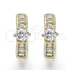 Argolla Huggie 02.210.0085.2.15 Oro Laminado, Diseño de Baguette, con Blanca Zirconia Cubica, Pulido, Dos Tonos