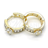 Argolla Huggie 02.210.0085.2.15 Oro Laminado, Diseño de Baguette, con Blanca Zirconia Cubica, Pulido, Dos Tonos