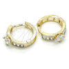 Argolla Huggie 02.210.0085.2.15 Oro Laminado, Diseño de Baguette, con Blanca Zirconia Cubica, Pulido, Dos Tonos