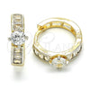 Argolla Huggie 02.210.0085.2.15 Oro Laminado, Diseño de Baguette, con Blanca Zirconia Cubica, Pulido, Dos Tonos