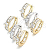 Argolla Huggie 02.210.0085.2.15 Oro Laminado, Diseño de Baguette, con Blanca Zirconia Cubica, Pulido, Dos Tonos