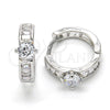 Argolla Huggie 02.210.0085.3.15 Rodio Laminado, Diseño de Baguette, con Blanca Zirconia Cubica, Pulido, Rodinado