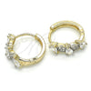 Argolla Huggie 02.210.0112.15 Oro Laminado, con Blanca Zirconia Cubica, Pulido, Dos Tonos