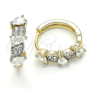 Argolla Huggie 02.210.0112.15 Oro Laminado, con Blanca Zirconia Cubica, Pulido, Dos Tonos