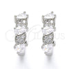 Argolla Huggie 02.210.0112.1.15 Rodio Laminado, Diseño de Gota, con Zirconia Cubica Blanca, Pulido, Rodinado
