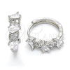 Argolla Huggie 02.210.0112.1.15 Rodio Laminado, Diseño de Gota, con Zirconia Cubica Blanca, Pulido, Rodinado