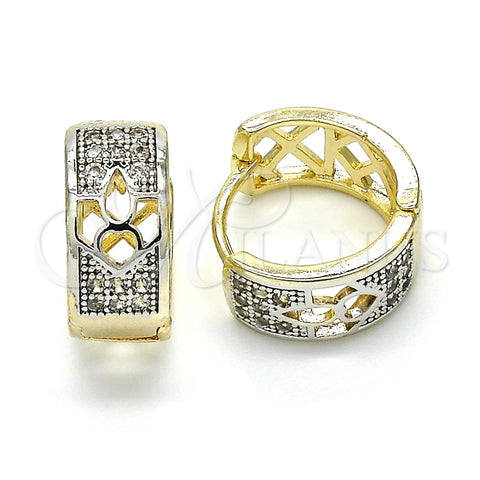 Argolla Huggie 02.210.0113.15 Oro Laminado, con Blanca Zirconia Cubica, Pulido, Dos Tonos