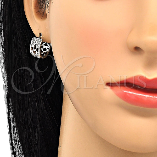 Argolla Huggie 02.210.0113.1.15 Rodio Laminado, con Zirconia Cubica Blanca, Pulido, Rodinado