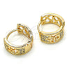 Argolla Huggie 02.210.0113.2.15 Oro Laminado, con Blanca Zirconia Cubica, Pulido, Tono Dorado