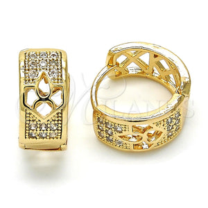 Argolla Huggie 02.210.0113.2.15 Oro Laminado, con Blanca Zirconia Cubica, Pulido, Tono Dorado