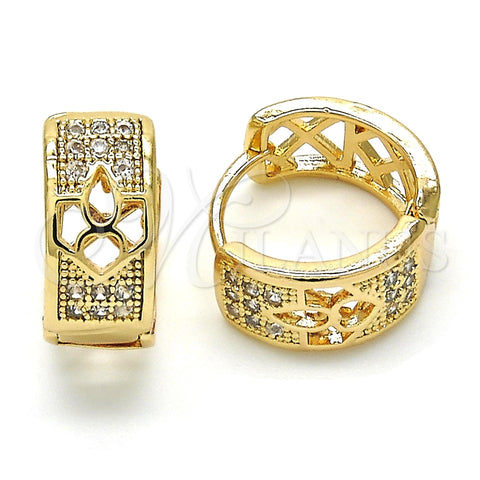Argolla Huggie 02.210.0113.2.15 Oro Laminado, con Blanca Zirconia Cubica, Pulido, Tono Dorado