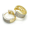Argolla Huggie 02.210.0115.15 Oro Laminado, con Blanca Zirconia Cubica, Pulido, Dos Tonos