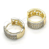 Argolla Huggie 02.210.0115.15 Oro Laminado, con Blanca Zirconia Cubica, Pulido, Dos Tonos