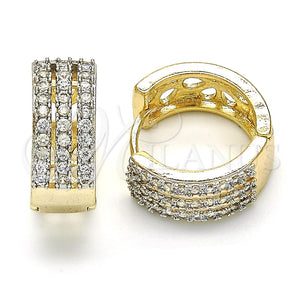 Argolla Huggie 02.210.0115.15 Oro Laminado, con Blanca Zirconia Cubica, Pulido, Dos Tonos
