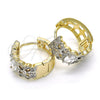 Argolla Huggie 02.210.0116.20 Oro Laminado, con Blanca Zirconia Cubica, Pulido, Dos Tonos
