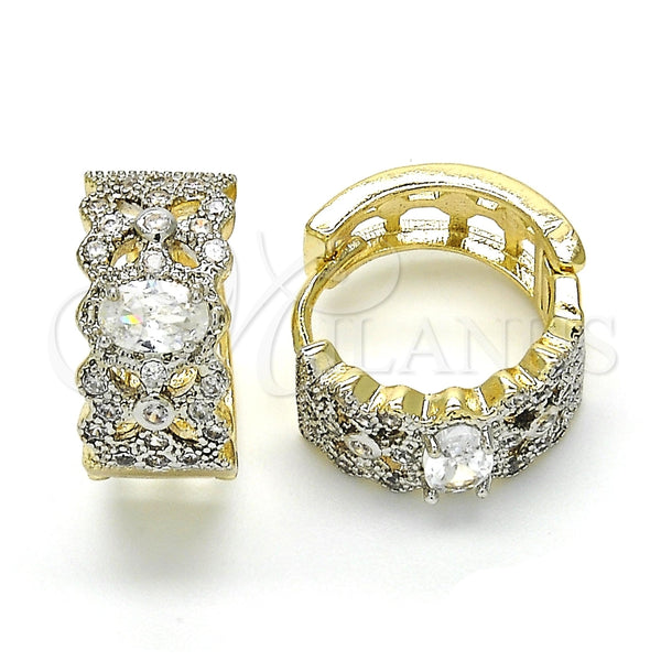Argolla Huggie 02.210.0116.20 Oro Laminado, con Blanca Zirconia Cubica, Pulido, Dos Tonos