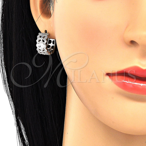 Argolla Huggie 02.210.0116.1.20 Rodio Laminado, con Zirconia Cubica Blanca, Pulido, Rodinado