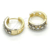 Argolla Huggie 02.210.0117.15 Oro Laminado, con Blanca Zirconia Cubica, Pulido, Dos Tonos