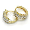 Argolla Huggie 02.210.0118.15 Oro Laminado, con Blanca Zirconia Cubica, Pulido, Dos Tonos