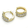 Argolla Huggie 02.210.0118.15 Oro Laminado, con Blanca Zirconia Cubica, Pulido, Dos Tonos