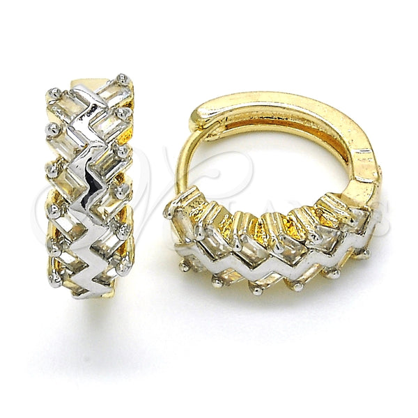 Argolla Huggie 02.210.0118.15 Oro Laminado, con Blanca Zirconia Cubica, Pulido, Dos Tonos