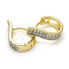 Argolla Huggie 02.210.0119.15 Oro Laminado, con Blanca Zirconia Cubica, Pulido, Dos Tonos