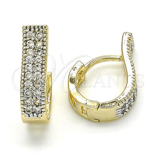 Argolla Huggie 02.210.0119.15 Oro Laminado, con Blanca Zirconia Cubica, Pulido, Dos Tonos