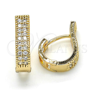 Argolla Huggie 02.210.0119.2.15 Oro Laminado, con Blanca Zirconia Cubica, Pulido, Tono Dorado