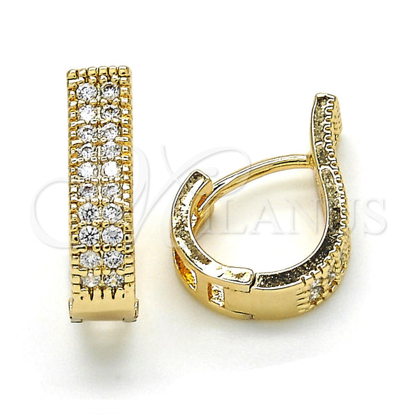 Argolla Huggie 02.210.0119.2.15 Oro Laminado, con Blanca Zirconia Cubica, Pulido, Tono Dorado
