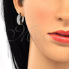 Argolla Huggie 02.210.0121.1.20 Rodio Laminado, con Micro Pave Blanca, Pulido, Rodinado