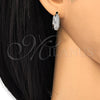 Argolla Huggie 02.210.0121.1.20 Rodio Laminado, con Micro Pave Blanca, Pulido, Rodinado