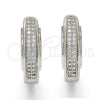 Argolla Huggie 02.210.0121.1.20 Rodio Laminado, con Micro Pave Blanca, Pulido, Rodinado