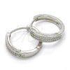 Argolla Huggie 02.210.0121.1.20 Rodio Laminado, con Micro Pave Blanca, Pulido, Rodinado