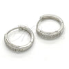 Argolla Huggie 02.210.0121.1.20 Rodio Laminado, con Micro Pave Blanca, Pulido, Rodinado