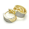 Argolla Huggie 02.210.0097.5.15 Oro Laminado, con Blanca Zirconia Cubica, Pulido, Dos Tonos