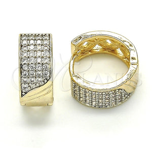 Argolla Huggie 02.210.0097.5.15 Oro Laminado, con Blanca Zirconia Cubica, Pulido, Dos Tonos