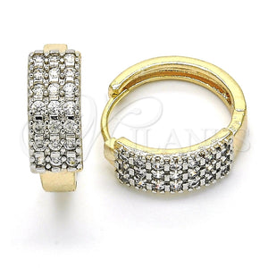 Argolla Huggie 02.210.0124.20 Oro Laminado, con Blanca Zirconia Cubica, Pulido, Dos Tonos