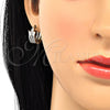 Argolla Huggie 02.210.0125.15 Oro Laminado, con Blanca Zirconia Cubica, Pulido, Dos Tonos