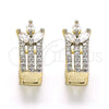 Argolla Huggie 02.210.0125.15 Oro Laminado, con Blanca Zirconia Cubica, Pulido, Dos Tonos