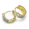 Argolla Huggie 02.210.0125.15 Oro Laminado, con Blanca Zirconia Cubica, Pulido, Dos Tonos