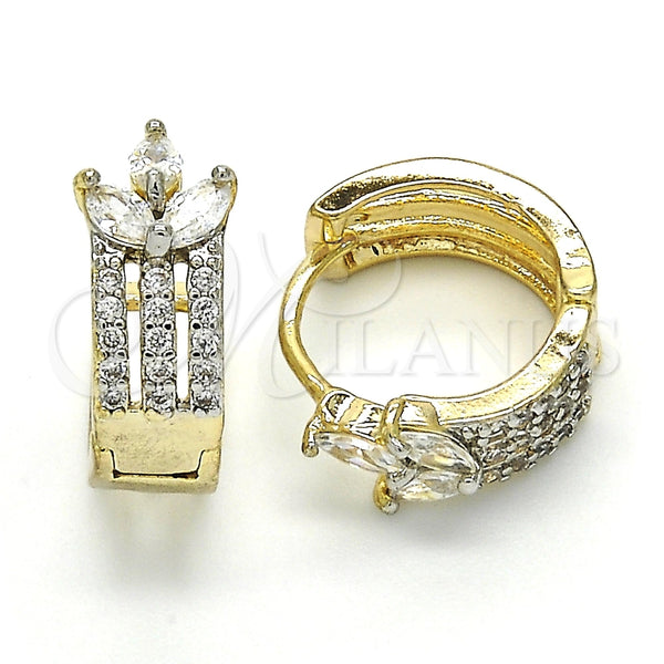 Argolla Huggie 02.210.0125.15 Oro Laminado, con Blanca Zirconia Cubica, Pulido, Dos Tonos